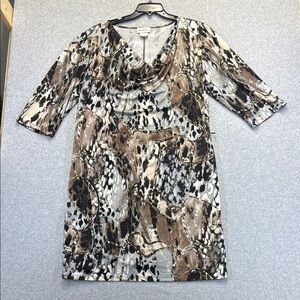 Olivia Matthews Black and Brown Graphic Tunic with 3/4 Sleeves